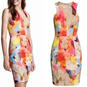 NWOT H&M Orange and Yellow Dress Knee-Length Halter Sleeveless Cocktail